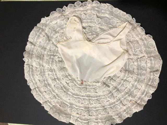 Vintage White Her Majesty Twirl Slip with Ruffles and Lace Size 3T Made in USA