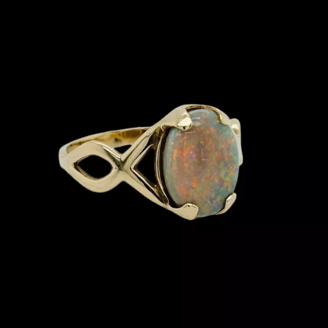9ct Yellow Gold Semi Black Solid Opal Ring Size R1/2 Preloved VAL$2600 2