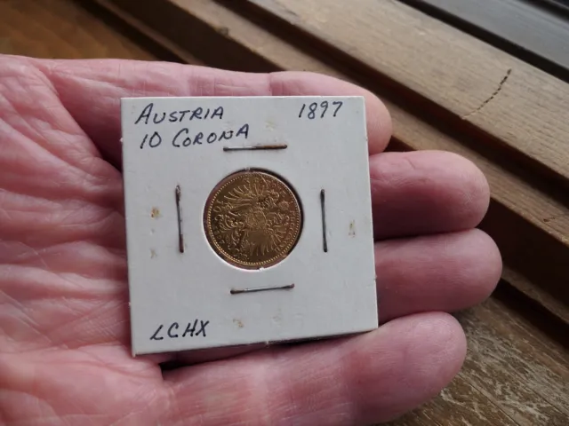 1897 Austria 10 Corona Fine Gold Coin