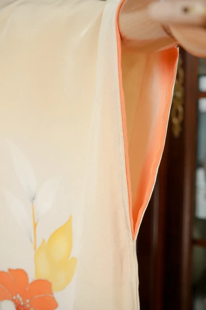 Dear Vanilla Japanese Silk Kimono Women's Robe Gown Authentic Japan Vintage Mint 7
