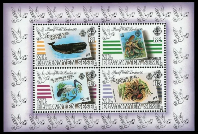 Äußere Seychellen 1990 - Mi-Nr. Block 8 ** - MNH - Marke auf Marke