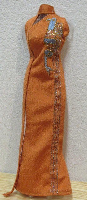 Cher "Gown of Paradise" Orange 70s Mego Doll Fashion Outfit Dress Gown Mackie