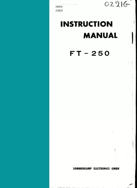 Bedienungsanleitung-Operating Instructions mit Schema für Yaesu FT-250