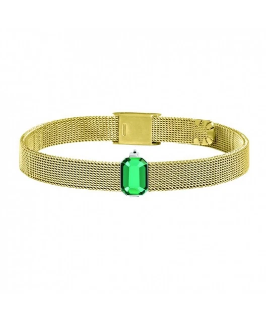 MORELLATO Women's Sensations Gold Steel / Green Crystal Bracelet SAJT112