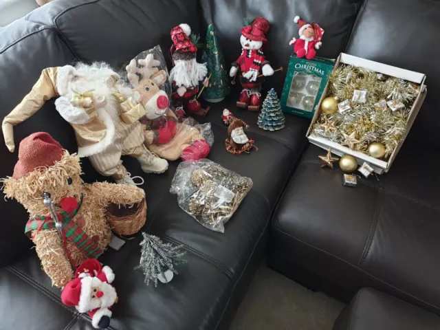 Christmas Decorations Job Lot Mixture of New & Vintage Items Santa etc