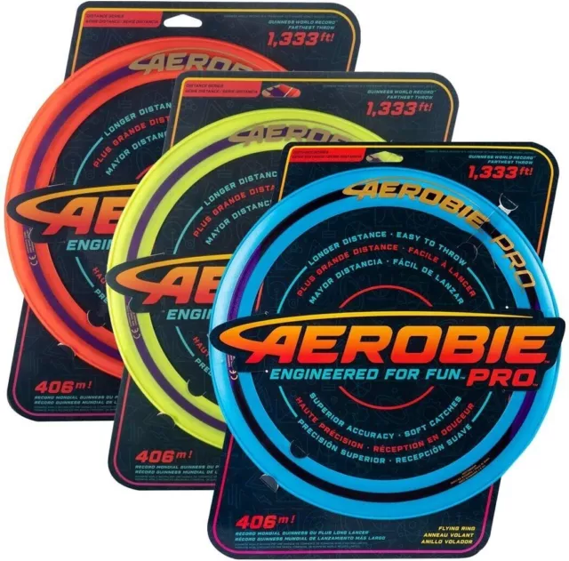 Aerobie 13" Pro Ring Flying Disc, Outdoor Frisbee - Yellow, Blue, Orange