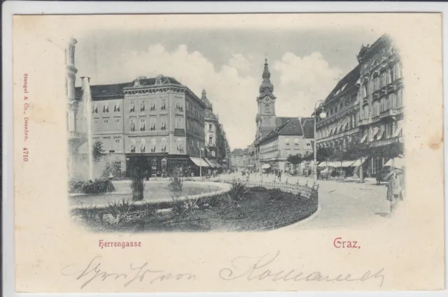 AK Graz, Bismarckplatz mit Herrengasse, 1899