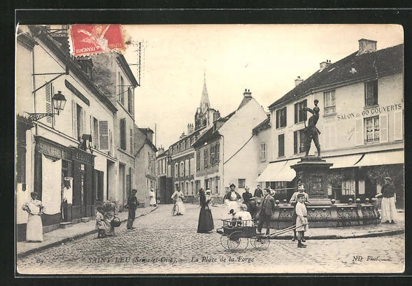 CPA Saint-Leu, La Place de la Forge 1908