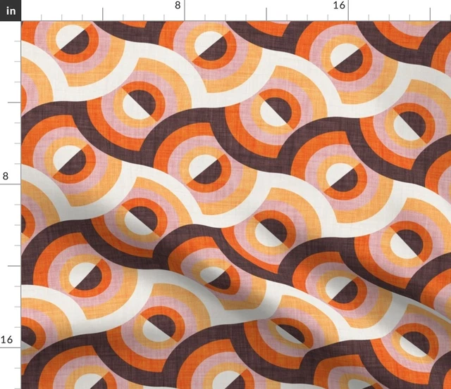 Retro Brown Orange Blush Pink 70S Groovy Spoonflower Fabric by the Yard