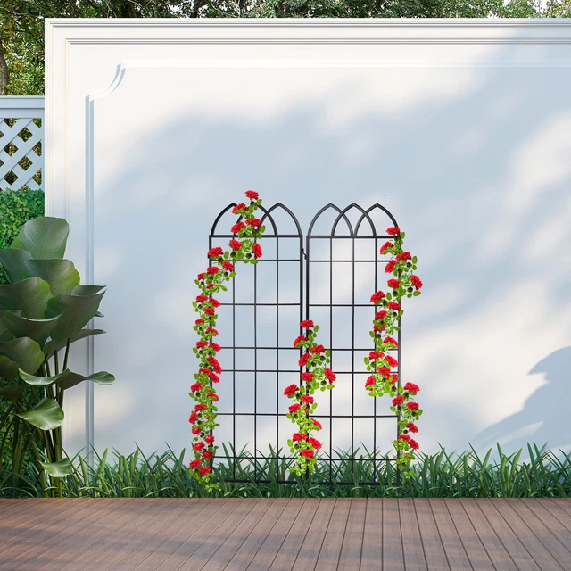 Rankgitter Metall 2er Set Rankspalier Rankhilfe Rosen-Rankgitter Spalier schwarz 2