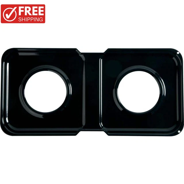 Porcelain Double Gas Range Drip Pan GE 17-1/2 in. x 8-1/2 in. Black Kitchen Cook