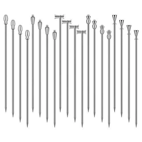 Cocktail Picks Stick, 20Pcs Cocktail Toothpicks, Stainless Steel Martini Oliv...