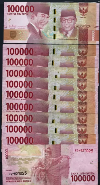 1,000,000 Million INDONESIA 100000 ( 100,000 x 10) Rupiah CIRCULATED Currency #1