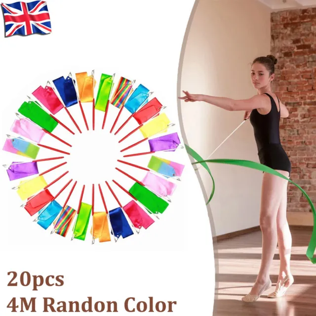 20x 2/4M Colorful Gym Dance Twirling Ribbon Rhythmic Art Gymnastic Streamer Set