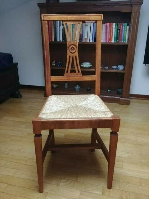 Artesanía De Carpintería Toscana 2x Sillas Respaldo Estilo Lira Madera Sólido