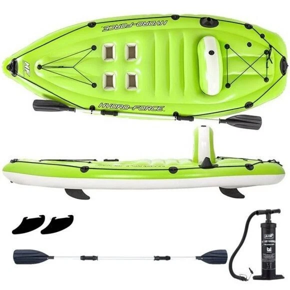 Kayak Gonflable – Plat Et Stable – 270 Cm – Avec Dossier, Ailerons, Pagaie, Gonfleur – Neuf