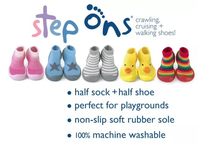 Step Ons - Non-Slip Rubber Soled Socks - Half Sock Half Shoe - FREE P&P