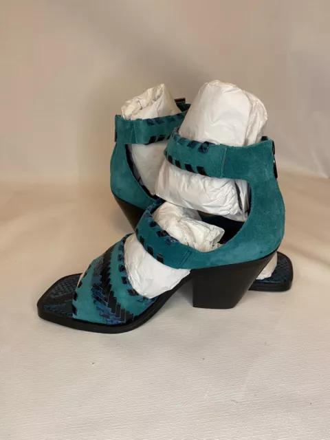 Vince Camuto Wedge Shoes Sandal Peep Toe Block Heel Green Women’s Size 7.5M