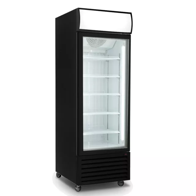 LCE 540L Black Single Glass Door Colourbond Upright Drink Fridge LC540B