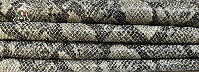 GRIS PYTHON SERPIENTE ESTAMPADO EN MARFIL Piel de cordero 2 pieles 10+Sqf 1.0mm #B5619