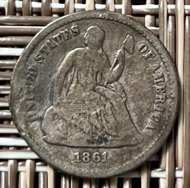 1861 Seated Liberty half dime