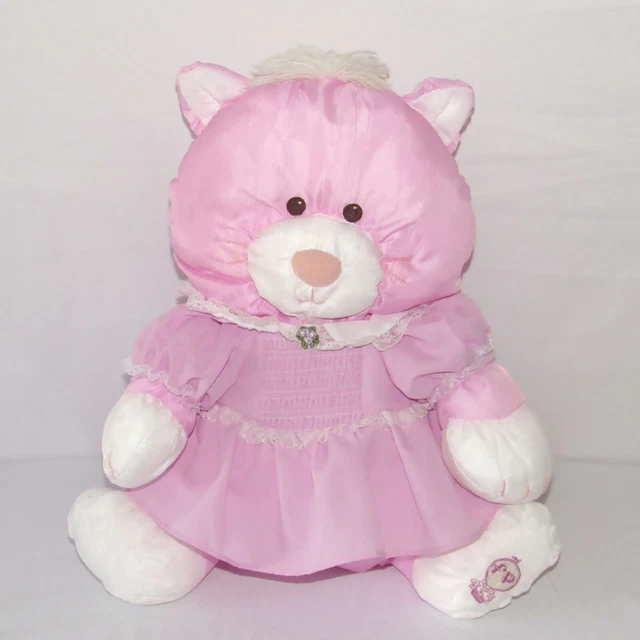 Vintage Fisher Price Puffalump Pink Cat with Dress Kitty Plush 1986 8002