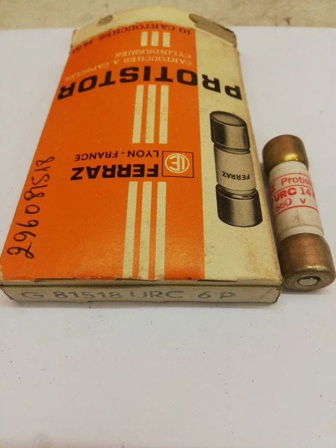 Lot de 9 FERRAZ PROTISTOR 6,621 CP URC6P Cartouche à percuteur 14X51 6A 660V