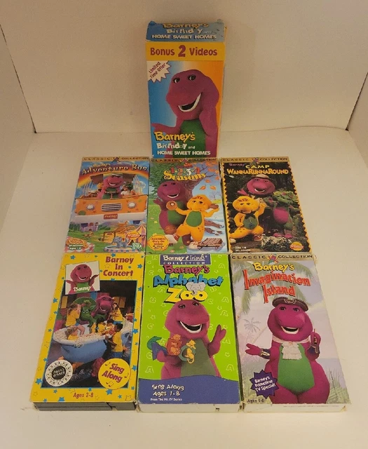 BARNEY LOT VHS Collection 7 Cassette Tapes Camp In Concert Imagination