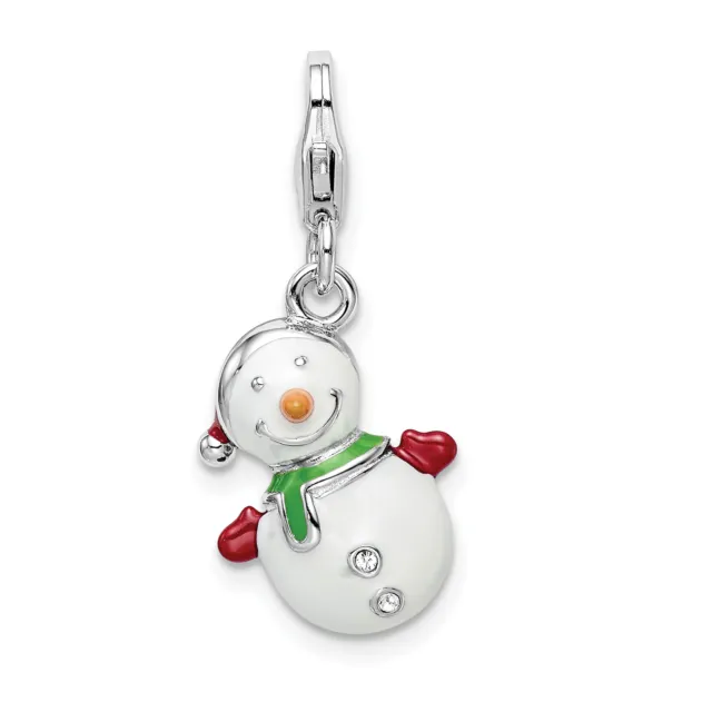 Amore La Vita Silver  Polished 3-D Enameled with Crystal From  Snowman Lobster C