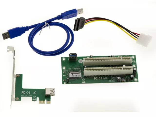 Adaptateur Convertisseur PCI vers PCI Express PCIe 1x - 2 PORTS - CHIPSET ASM 3
