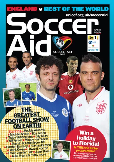 SOCCER AID 2012 ENGLAND v REST OF THE WORLD OFFICIAL SOUVENIR PROGRAMME