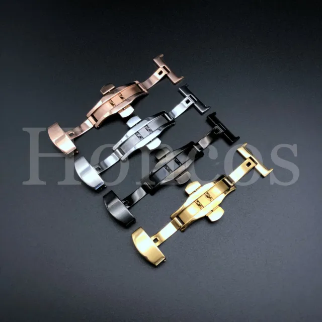 US Stainless Steel Watch Butterfly Clasp Deployment Push Button Buckle ​10-24mm