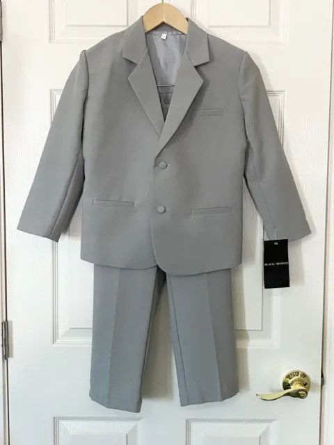 BLACK N BIANCO 3-Piece Silver Suit Set Jacket Pants Vest Boys 7 Formal ...
