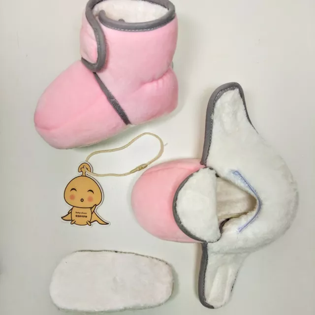 Neu warm Gr 16, 17, 18, 0-6 Monate, Fleece Booties Baby Schuhe Erstausstattung