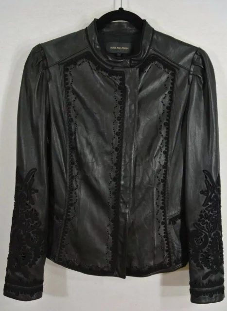 KOBI HALPERIN Emberly Leather Jacket Size S Black  #C360 2