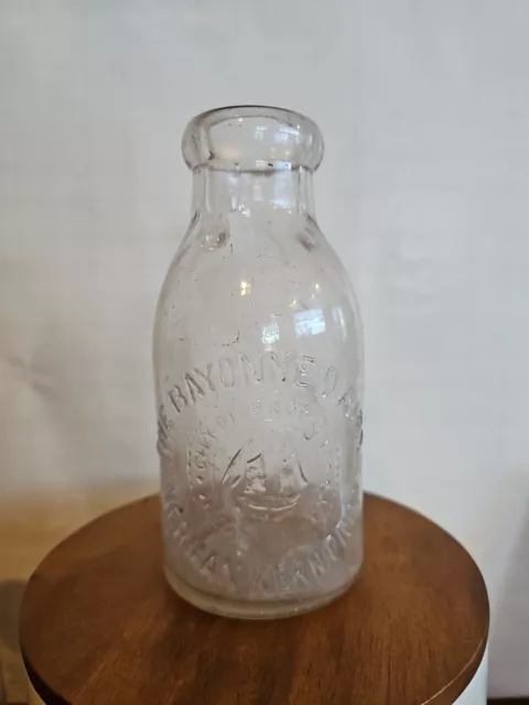 TREP Pint Milk Bottle The Bayonne Dairy Herman Kern Prop Ship Picture Embossed