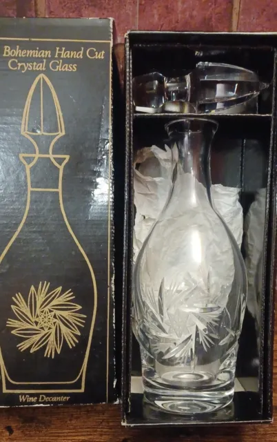 Banquet Beautiful Fine Bohemian Hand Cut Crystal Glass Wine Decanter With Box