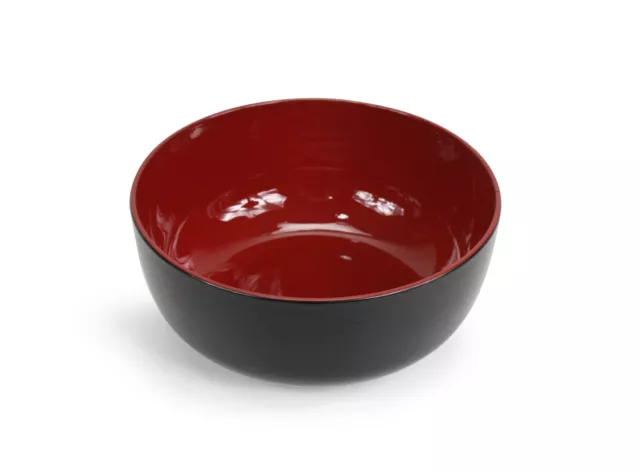 Japanese Large Lacquer Food Bowl, Noodle Bowl, Black with Red Interior. 16.8cm.