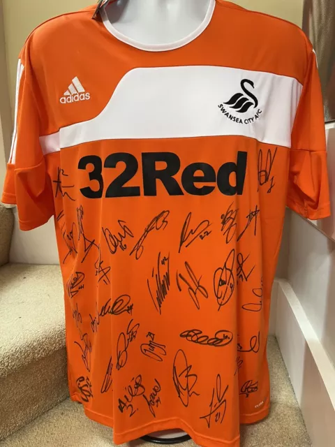 Swansea City Signed Shirt Promotion season 2011/12. Signed By 32 Players!!!