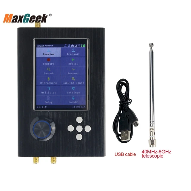 HackRF One R9 V1.8.x + Portapack H2 + Kit cavo dati antenna SDR 1 MHz-6 GHz nero
