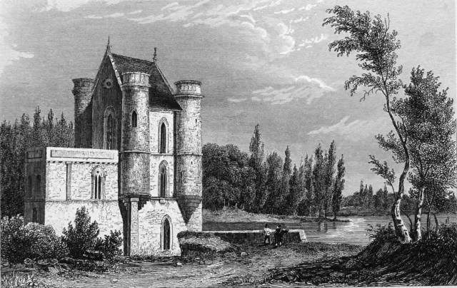 COYE-la-FOREST (CHANTILLY): WHITE QUEEN'S CASTLE - 19th century engraving