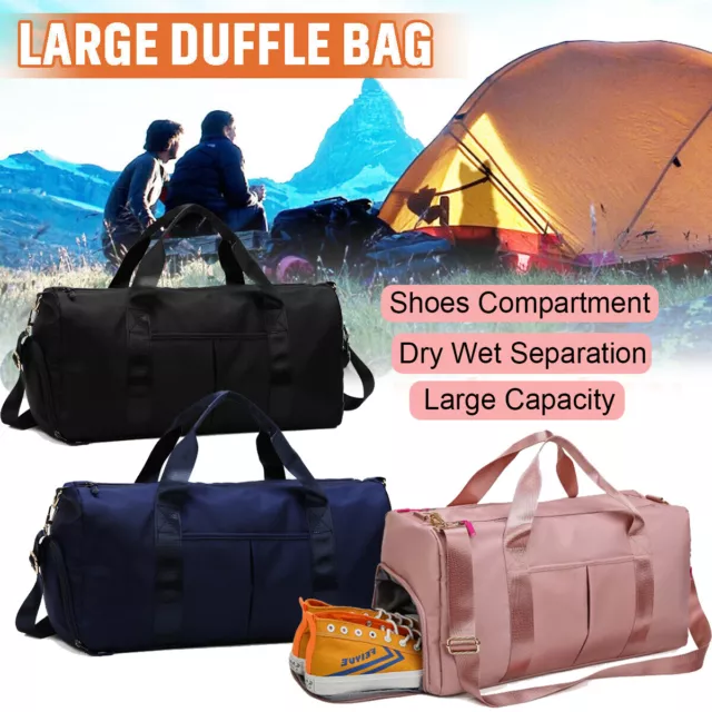 Men Womens Canvas Duffle Bag Travel Yoga Holiday Gym Handbag Weekend Luggage Bag