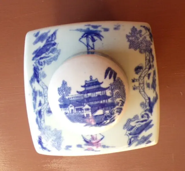 Dekorative blau & weiß Klingeltöne Tee Caddy Maling Original? Sammlerstück 21,5 cm 7
