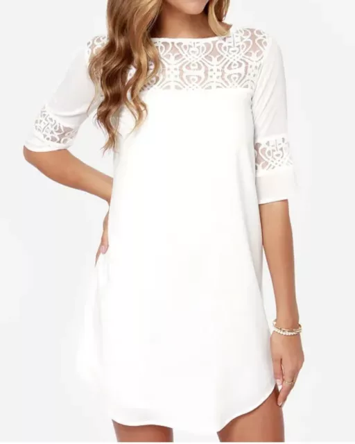 BB Dakota Womens Devera Ivory Lace Shift Dress, Size Large, NWT