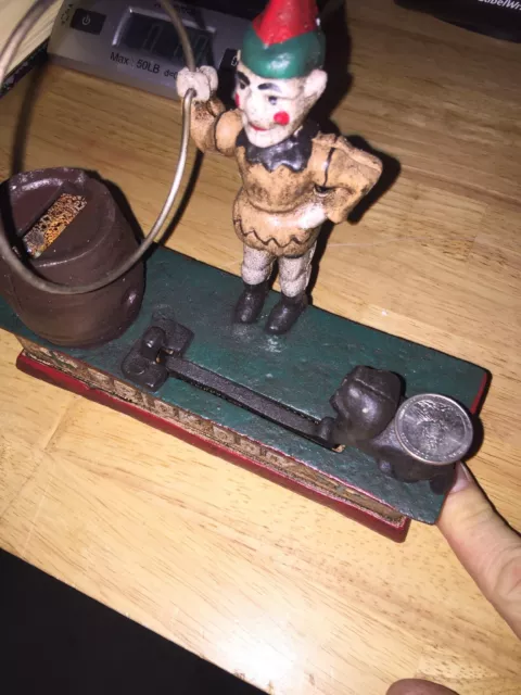 Circus Trick Dog Mechanical Piggy Bank CAST IRON Collector Man Cave 7+INCH 3+LB