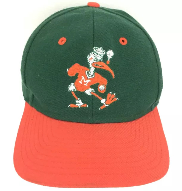 Vtg 90's University Of Miami Hat U Hurricanes Cap All Over Block Spell Out Logo