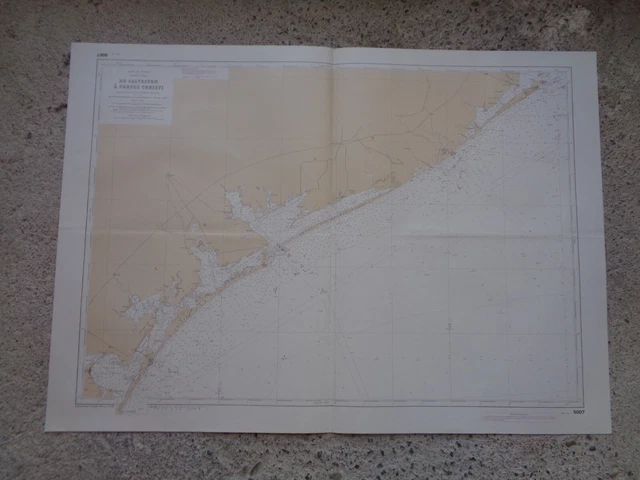 CARTE MARINE / De Galveston à Corpus Christi  Golfe du Mexique - Etats-Unis 1976