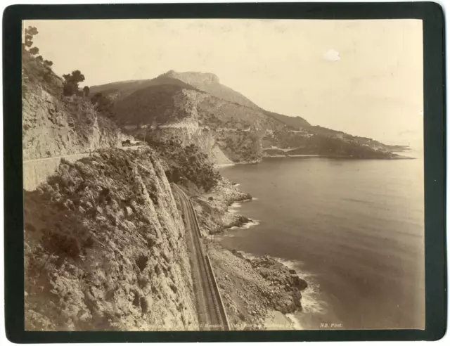 France, la route du littoral, de Nice à Monaco , vue générale  vintage albumen p