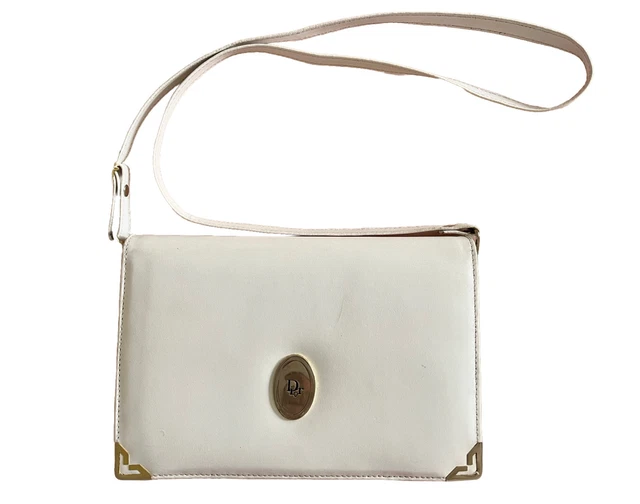 CHRISTIAN DIOR VINTAGE 1960’s Shoulder Bag Cross Body Leather White