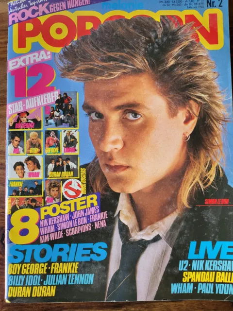 Popcorn Zeitschrift Feb 1985 Nr. 2 gut erhalten Duran Duran Magazin Starkarten